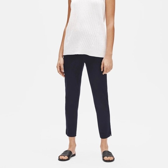 Eileen Fisher‎ Black Organic Cotton Pull-On Slim Pants Size Medium